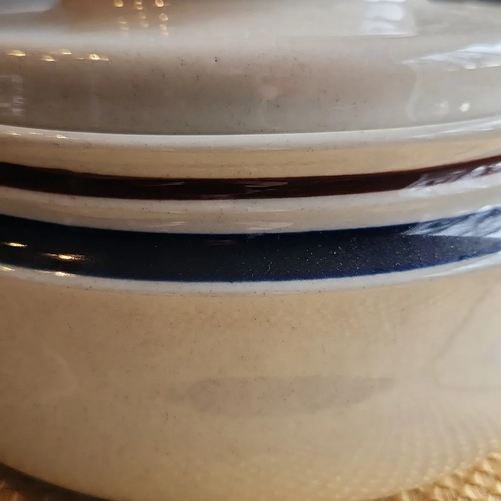 Contemporary Chateau Japanese Stoneware Handpainted Vintage Lidded Casserole
